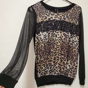 Long sleeve, leopard blouse.